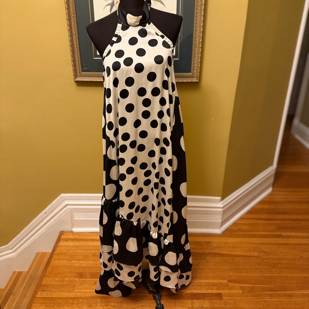 Topshop Black and White Polka Dot Maxi Dress